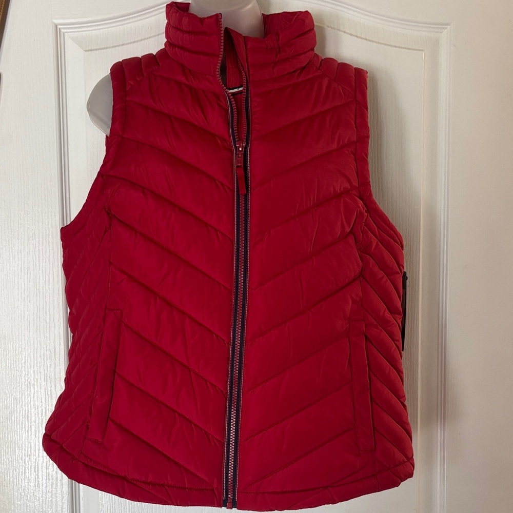 Tommy Hilfiger Red Quilted Vest W Large